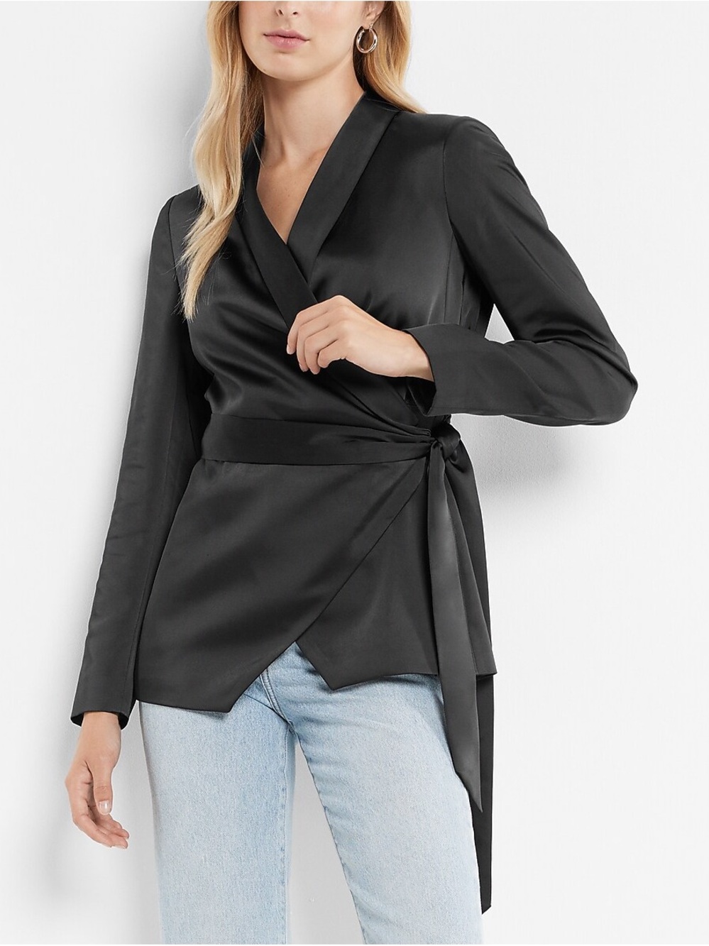 Express Satin Wrap Blazer